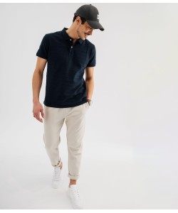 Polo manches courtes à rayures texturées homme